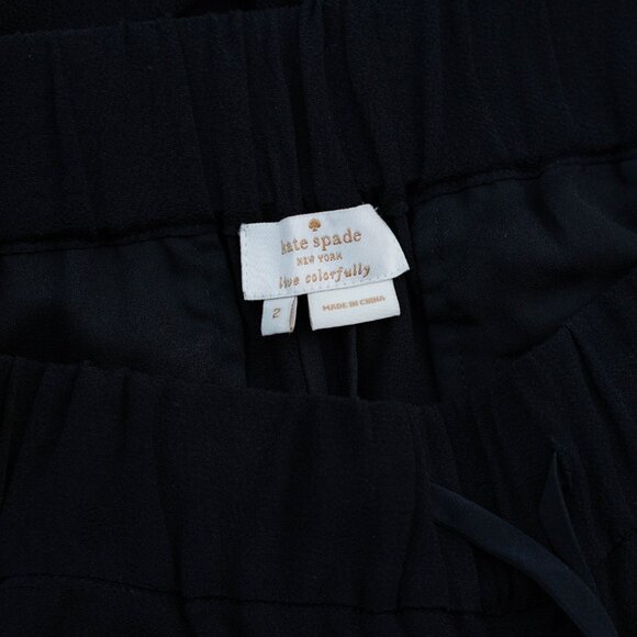Kate Spade Pants Women’s 2 Black Slouchy Relaxed Rayon Crepe Pull-On Ankle - Picture 4 of 5